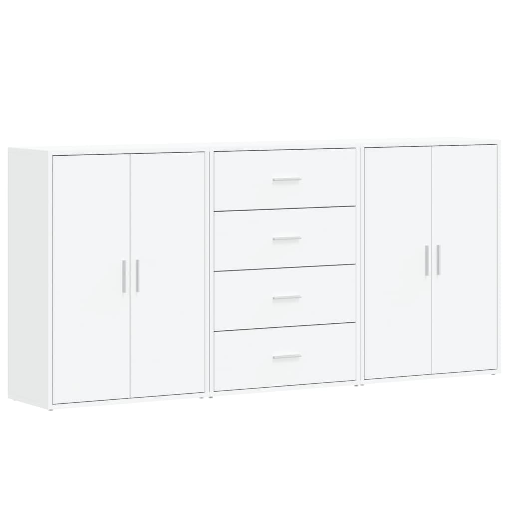 Credenze 3 pz Bianche 60x31x84 cm in Legno Multistrato | homemem39