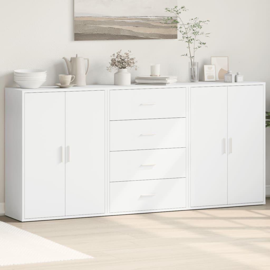 Credenze 3 pz Bianche 60x31x84 cm in Legno Multistrato - homemem39
