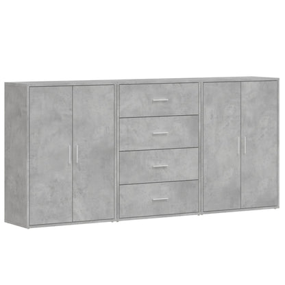 Credenze 3 pz Grigio Cemento 60x31x84 cm in Legno Multistrato