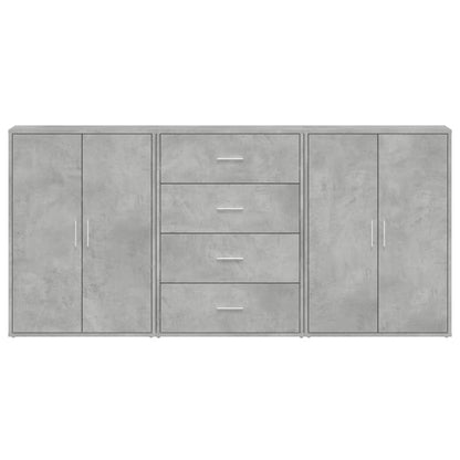 Credenze 3 pz Grigio Cemento 60x31x84 cm in Legno Multistrato