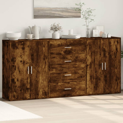 Credenze 3 pz Rovere Fumo 60x31x84 cm in Legno Multistrato | homemem39