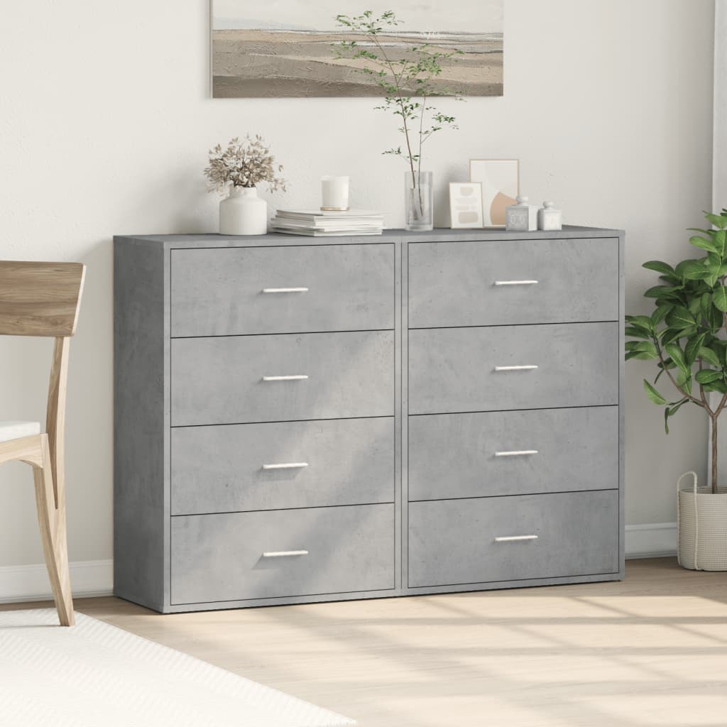 Credenze 2 pz Grigio Cemento 60x31x84 cm in Legno Multistrato - homemem39