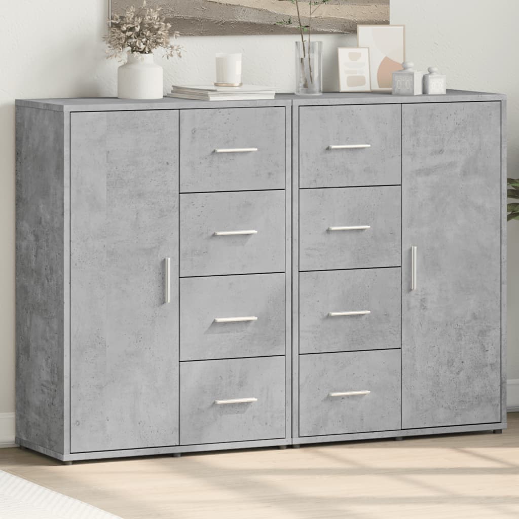 Credenze 2 pz Grigio Cemento 60x31x84 cm in Legno Multistrato - homemem39