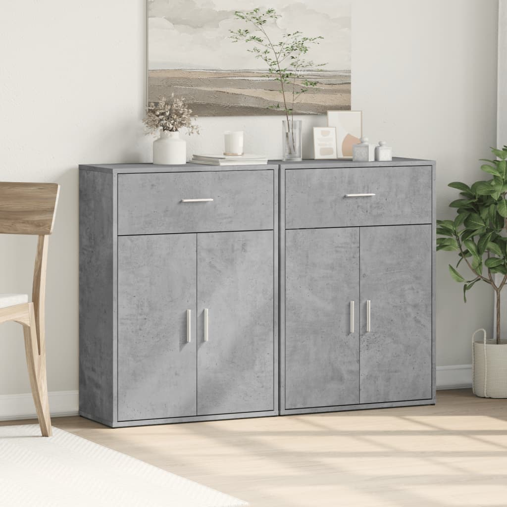 Credenze 2 pz Grigio Cemento 60x30x84 cm in Legno Multistrato - homemem39