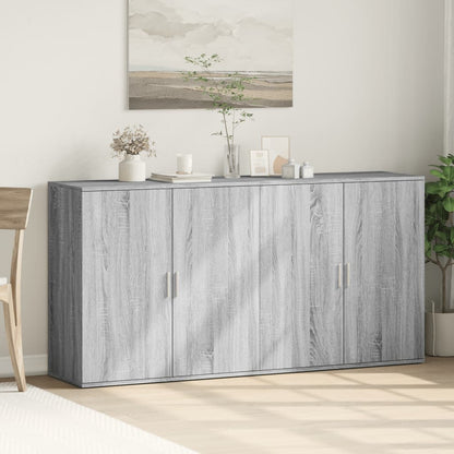 Credenze 2 pz Grigio Sonoma 79x38x80 cm in Legno Multistrato