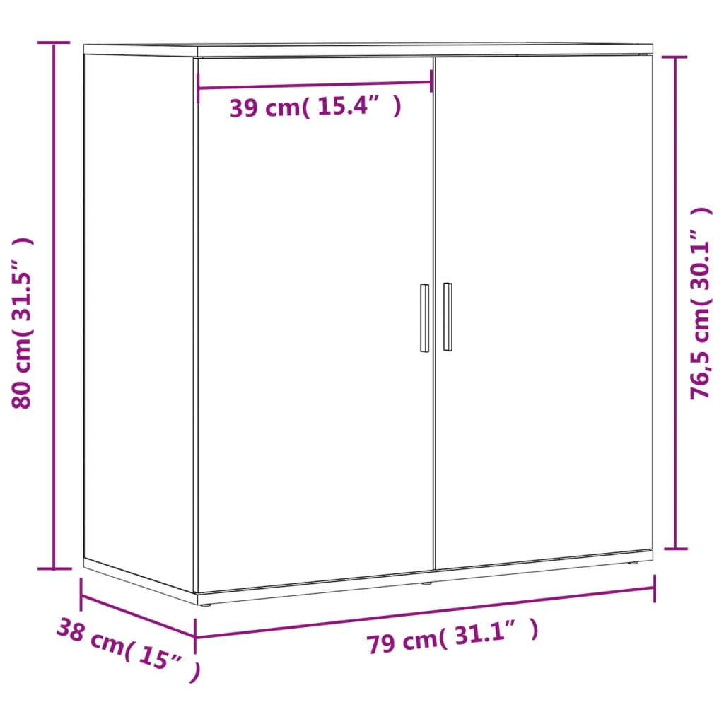 Credenze 2 pz Rovere Marrone 79x38x80 cm in Legno Multistrato