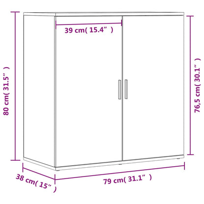 Credenze 2 pz Rovere Marrone 79x38x80 cm in Legno Multistrato