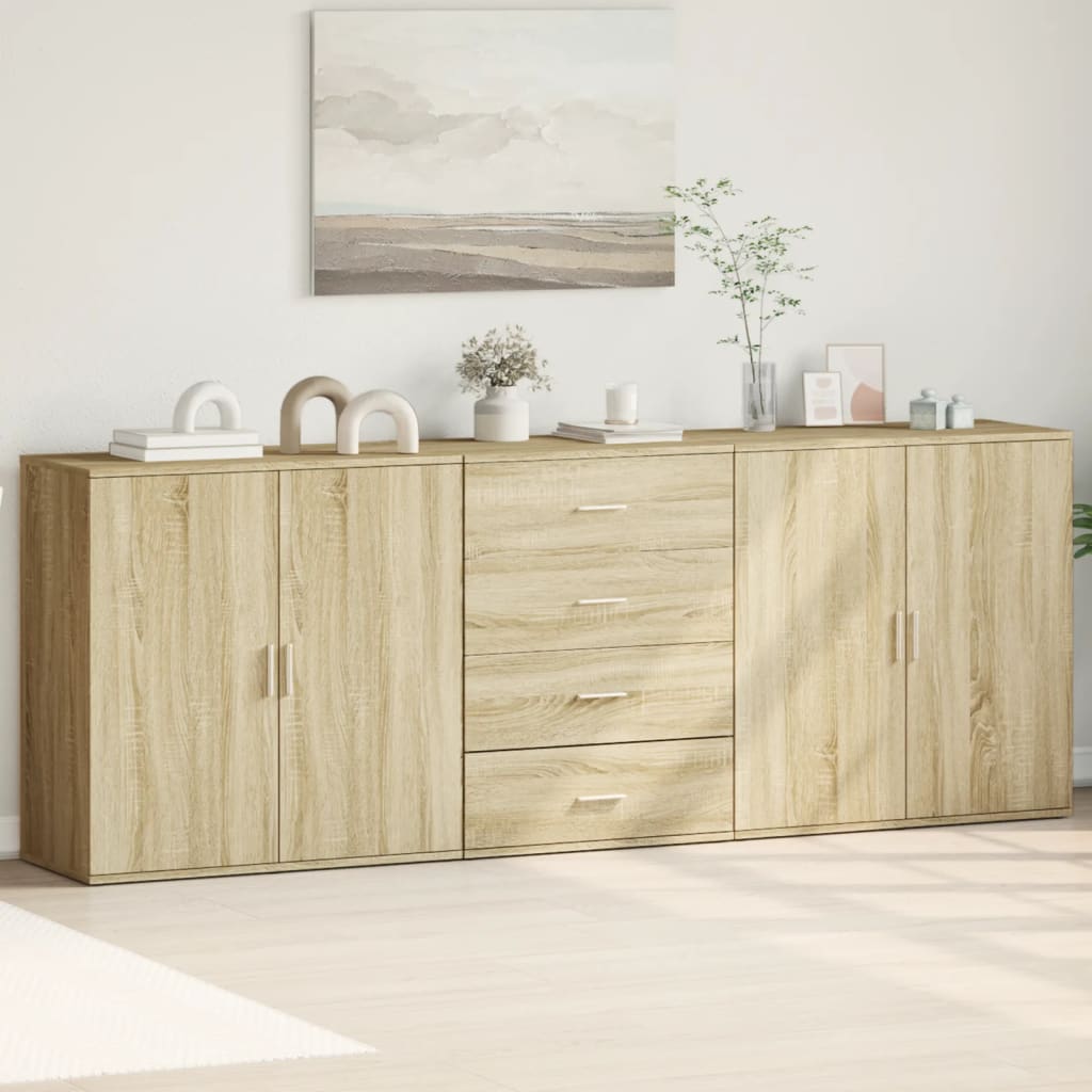 Credenze 3 pz Rovere Sonoma in Legno Multistrato - homemem39