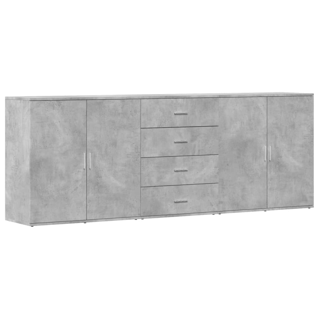 Credenze 3 pz Grigio Cemento in Legno Multistrato
