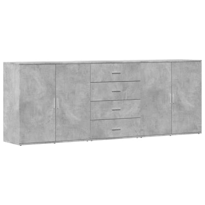 Credenze 3 pz Grigio Cemento in Legno Multistrato