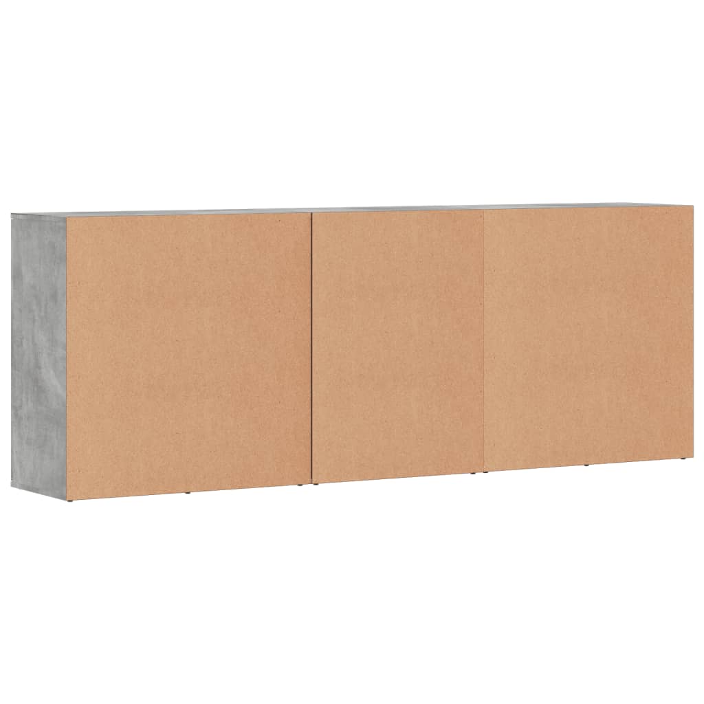 Credenze 3 pz Grigio Cemento in Legno Multistrato