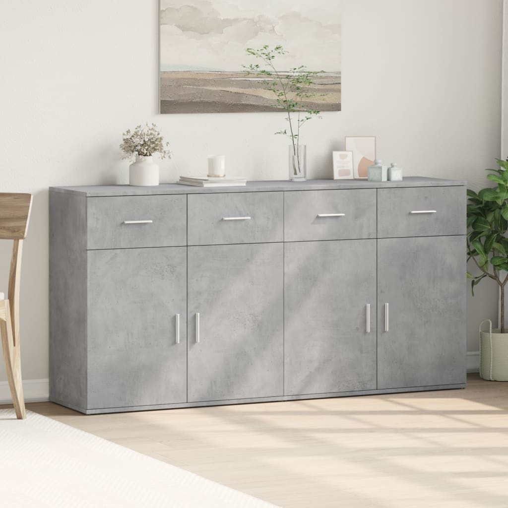 Credenze 2 pz Grigio Cemento 79x38x80 cm in Legno Multistrato - homemem39