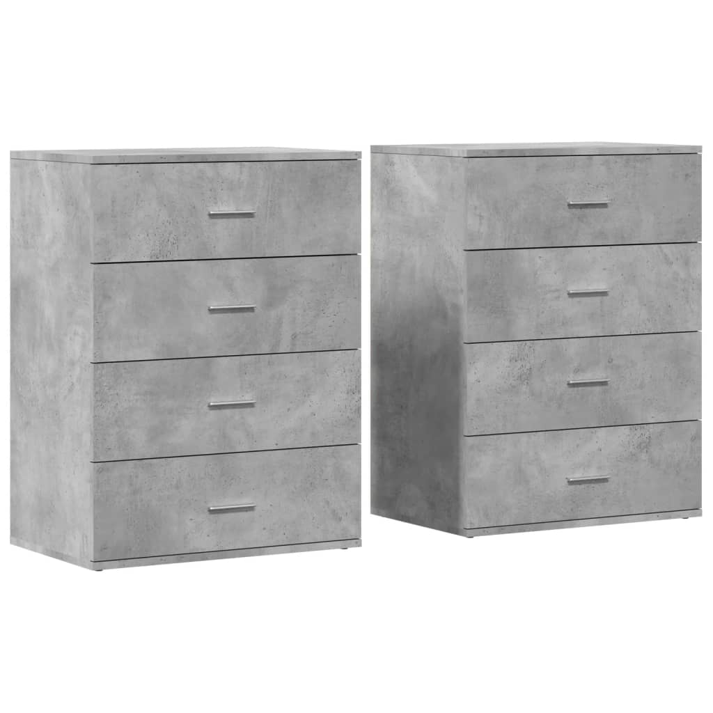 Credenze 2 pz Grigio Cemento 60x39x80 cm in Legno Multistrato