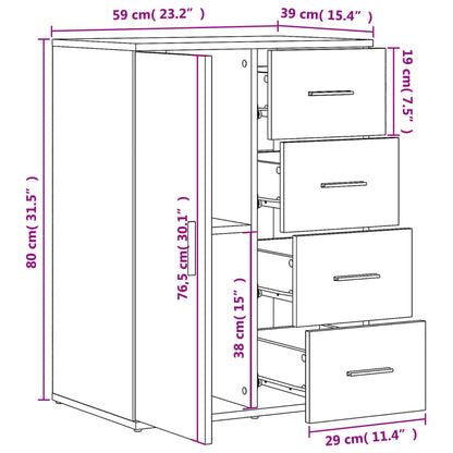 Credenze 2 pz Grigio Cemento 59x39x80 cm in Legno Multistrato