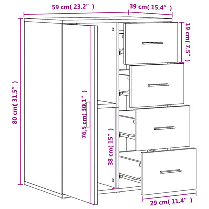 Credenze 2 pz Rovere Fumo 59x39x80 cm in Legno Multistrato