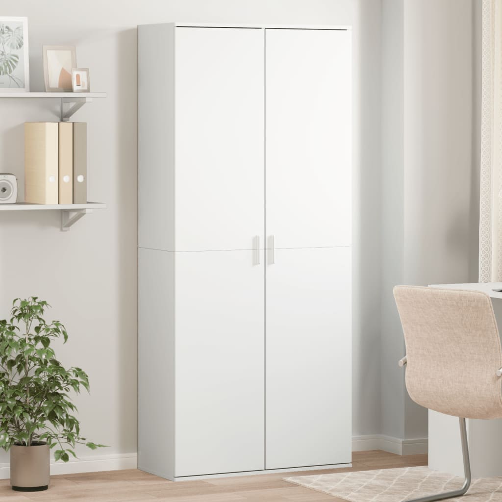 Credenza Bianca 80x35x180 cm in Legno Multistrato | homemem39