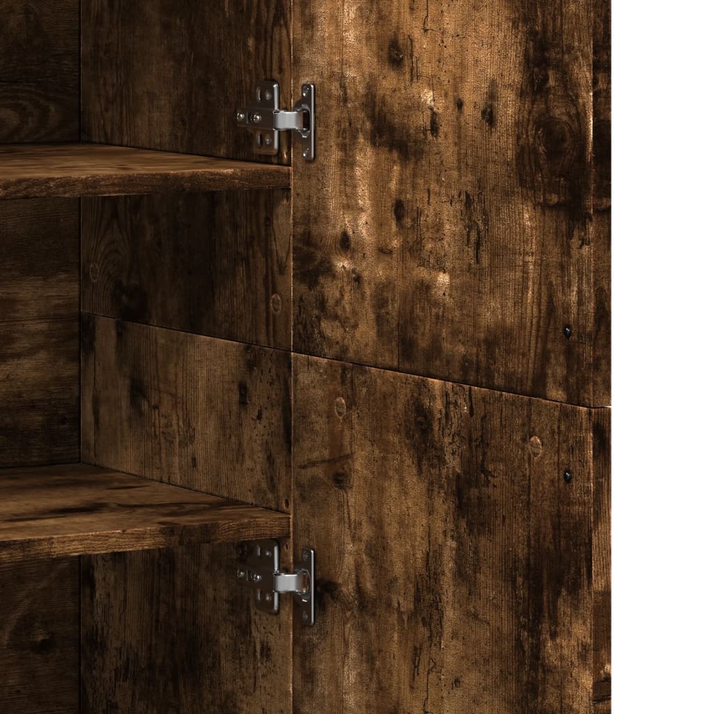 Credenza Rovere Fumo 80x35x180 cm in Legno Multistrato | homemem39