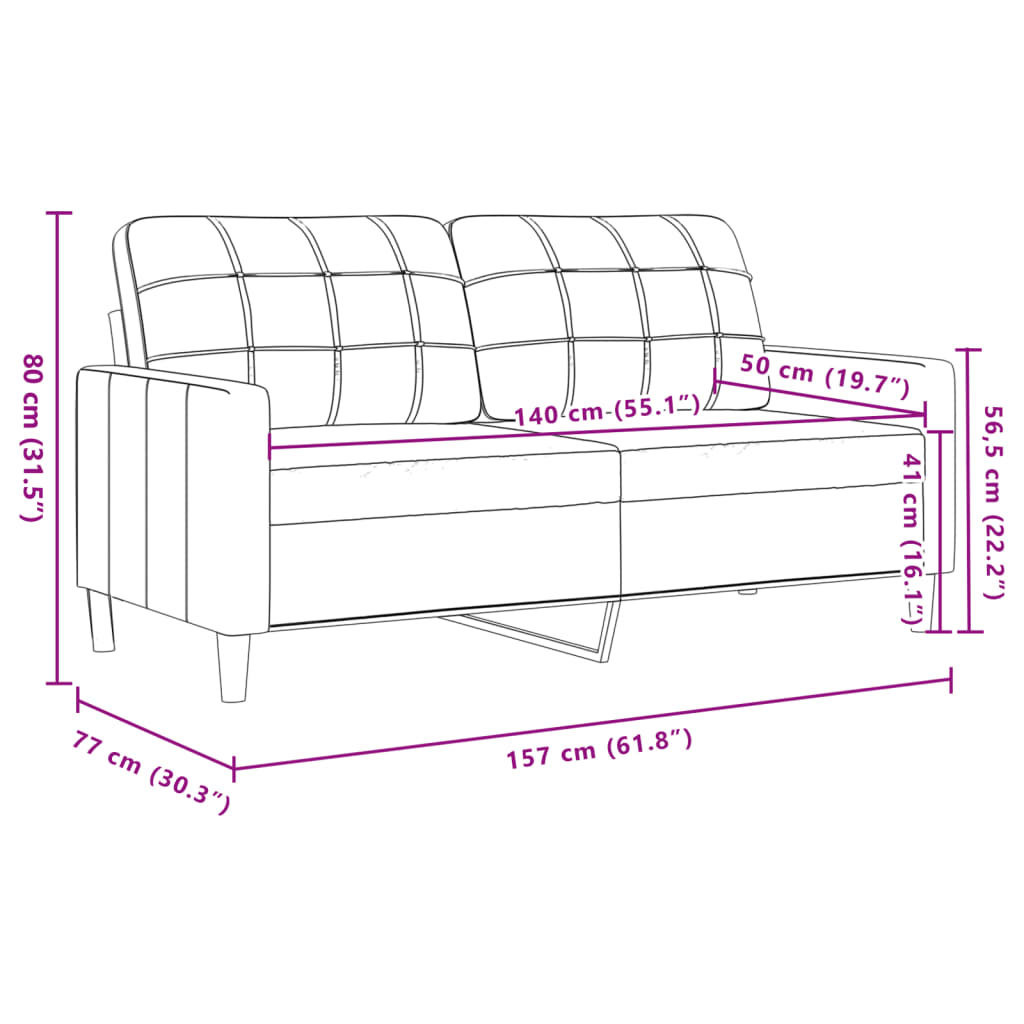 Divano a 2 Posti Grigio Chiaro 140 cm in Velluto