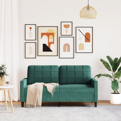 Divano a 2 Posti Verde Scuro 140 cm in Velluto - homemem39