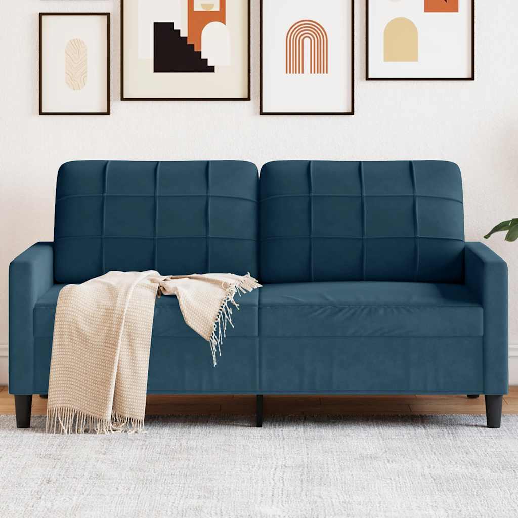 Divano a 2 Posti Blu 140 cm in Velluto