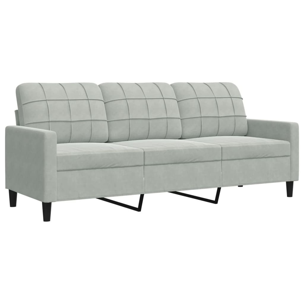 Hellgraues 3-Sitzer-Sofa 180 cm aus Samt