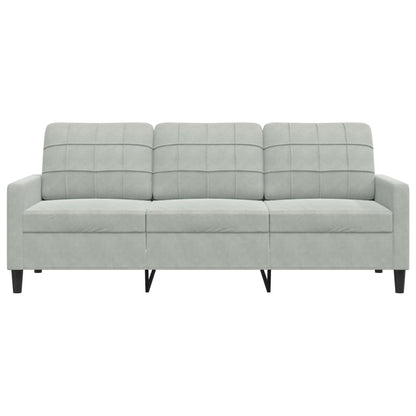 Hellgraues 3-Sitzer-Sofa 180 cm aus Samt