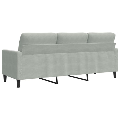 Hellgraues 3-Sitzer-Sofa 180 cm aus Samt