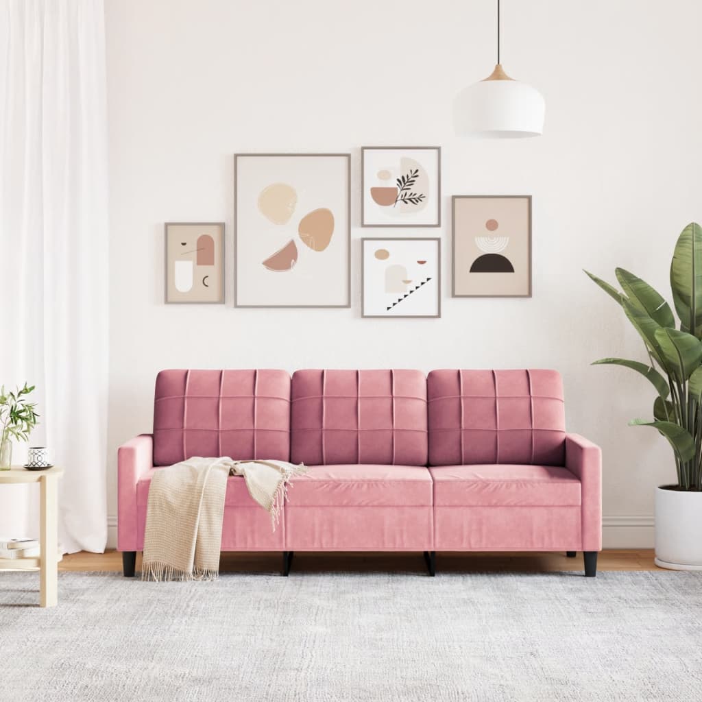 Divano a 3 Posti rosa 180 cm in Velluto | homemem39