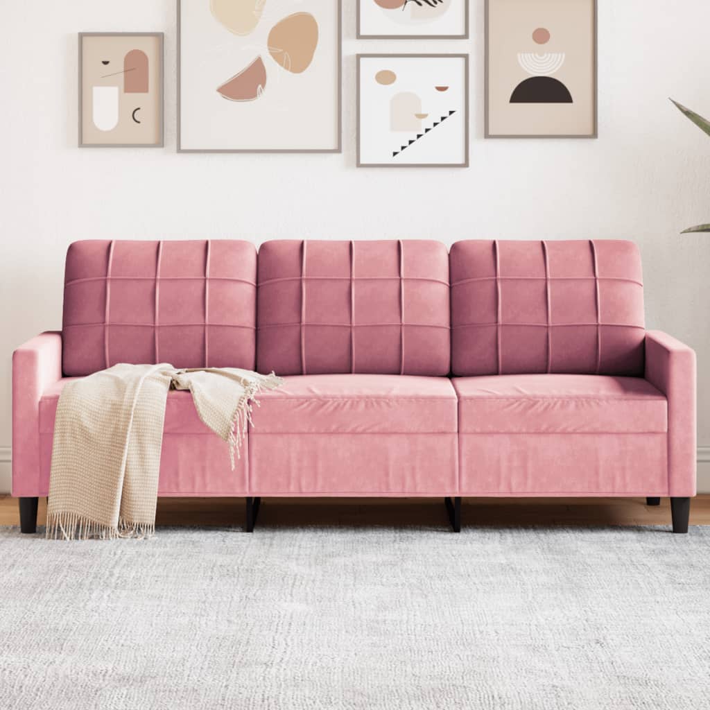 Divano a 3 Posti rosa 180 cm in Velluto | homemem39