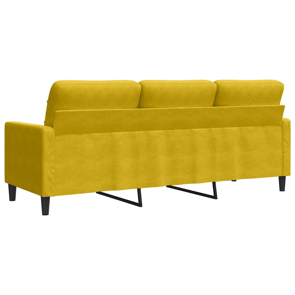 Divano a 3 Posti Giallo 180 cm in Velluto