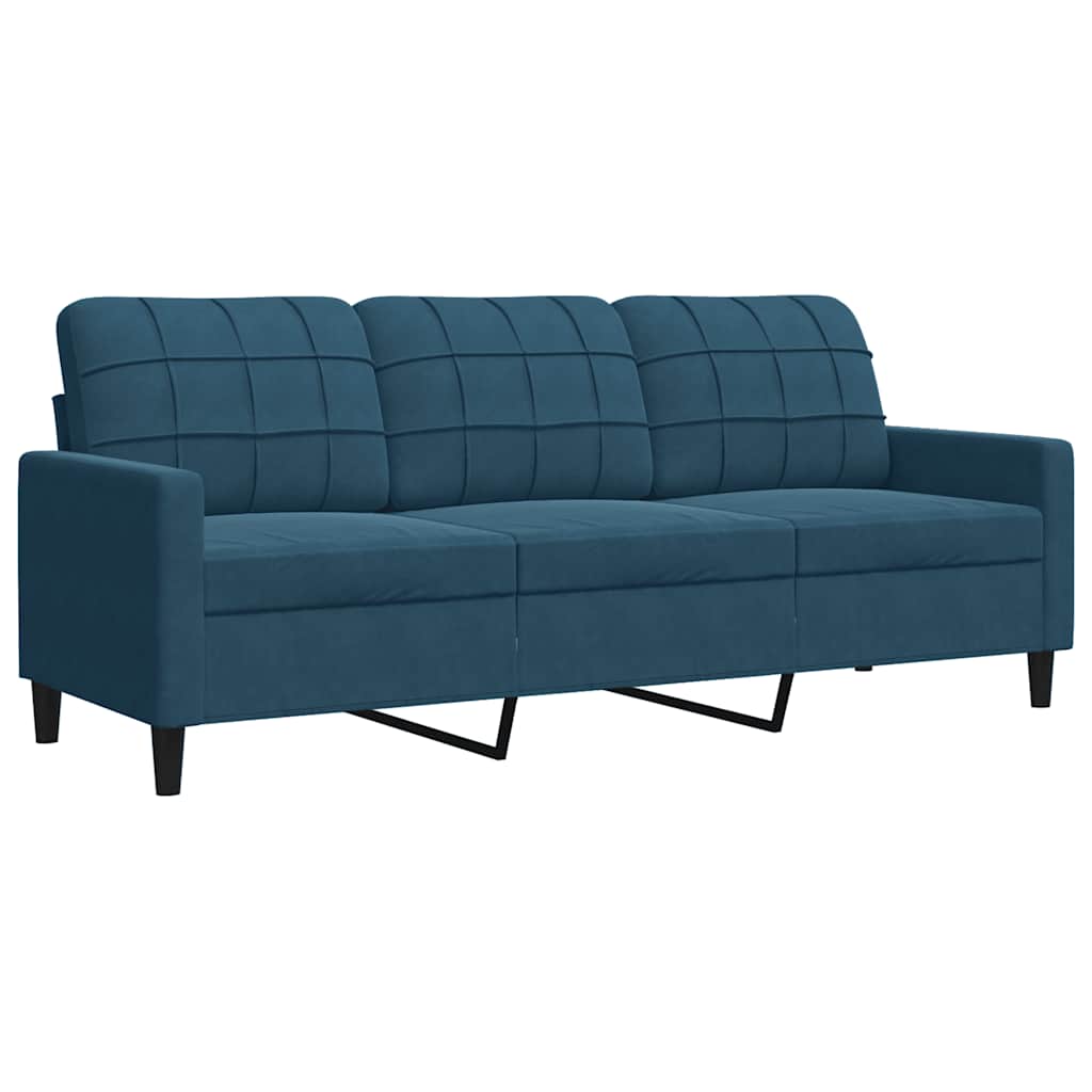Divano a 3 Posti Blu 180 cm in Velluto | homemem39