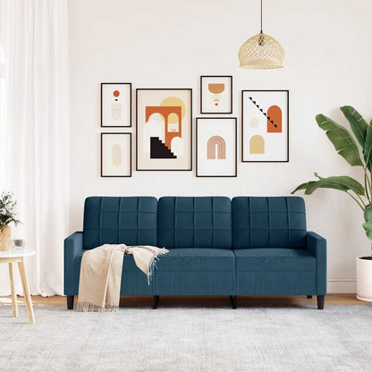 Divano a 3 Posti Blu 180 cm in Velluto | homemem39
