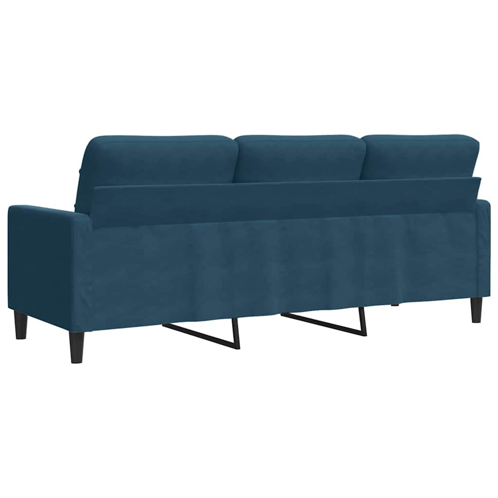 Divano a 3 Posti Blu 180 cm in Velluto