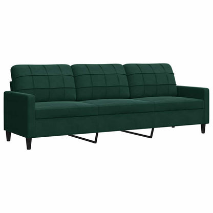 Divano a 3 Posti Verde Scuro 210 cm in Velluto