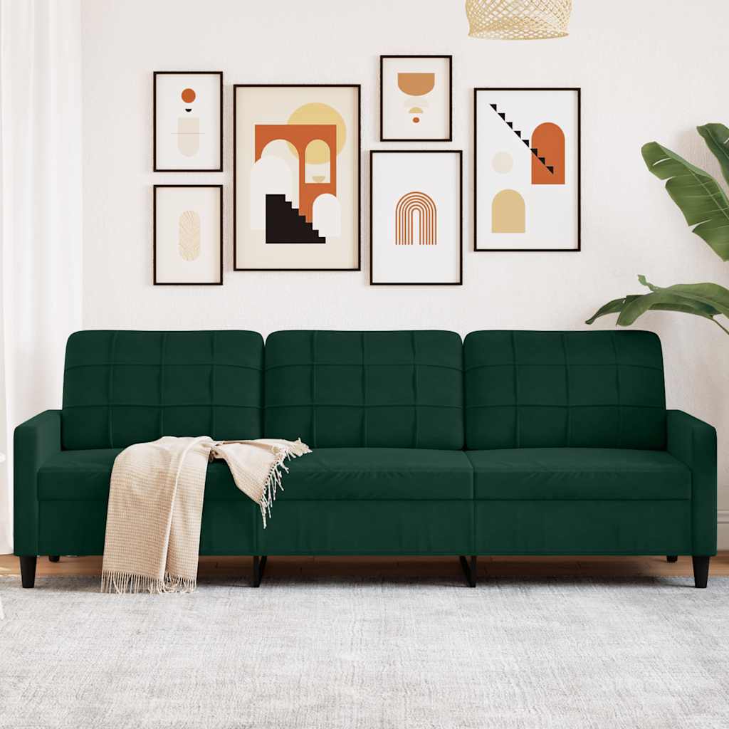 Divano a 3 Posti Verde Scuro 210 cm in Velluto | homemem39