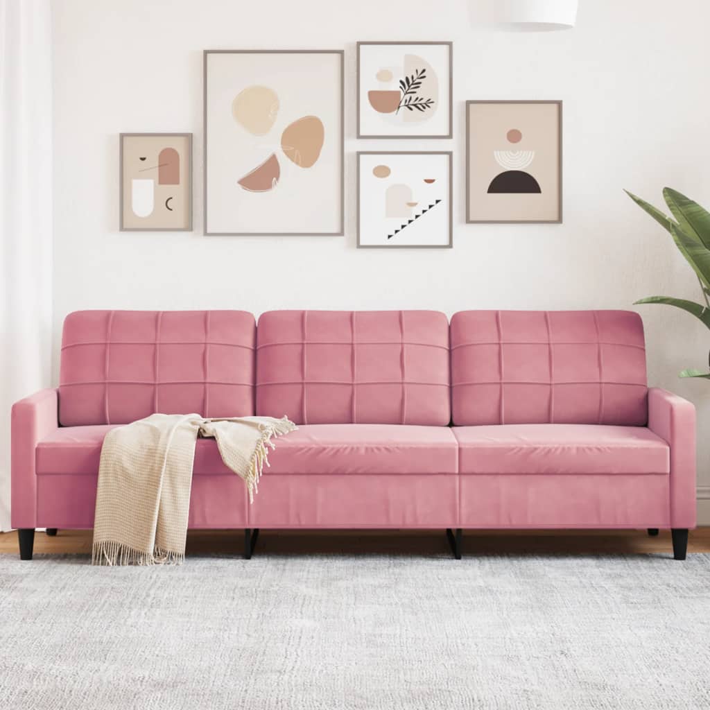 Divano a 3 Posti rosa 210 cm in Velluto | homemem39
