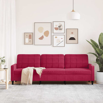 Divano a 3 Posti Rosso Vino 210 cm in Velluto | homemem39