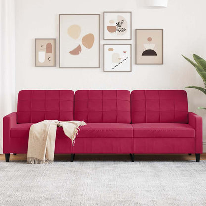 Divano a 3 Posti Rosso Vino 210 cm in Velluto | homemem39