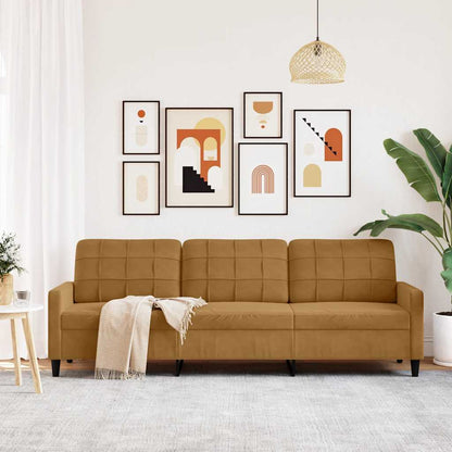 Divano a 3 Posti Marrone 210 cm in Velluto | homemem39