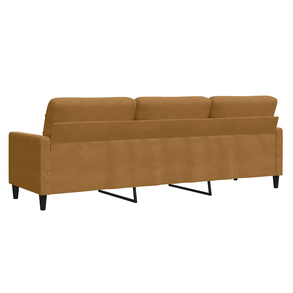 Divano a 3 Posti Marrone 210 cm in Velluto | homemem39