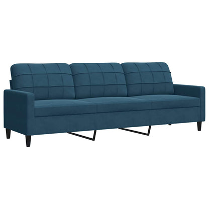 Divano a 3 Posti Blu 210 cm in Velluto