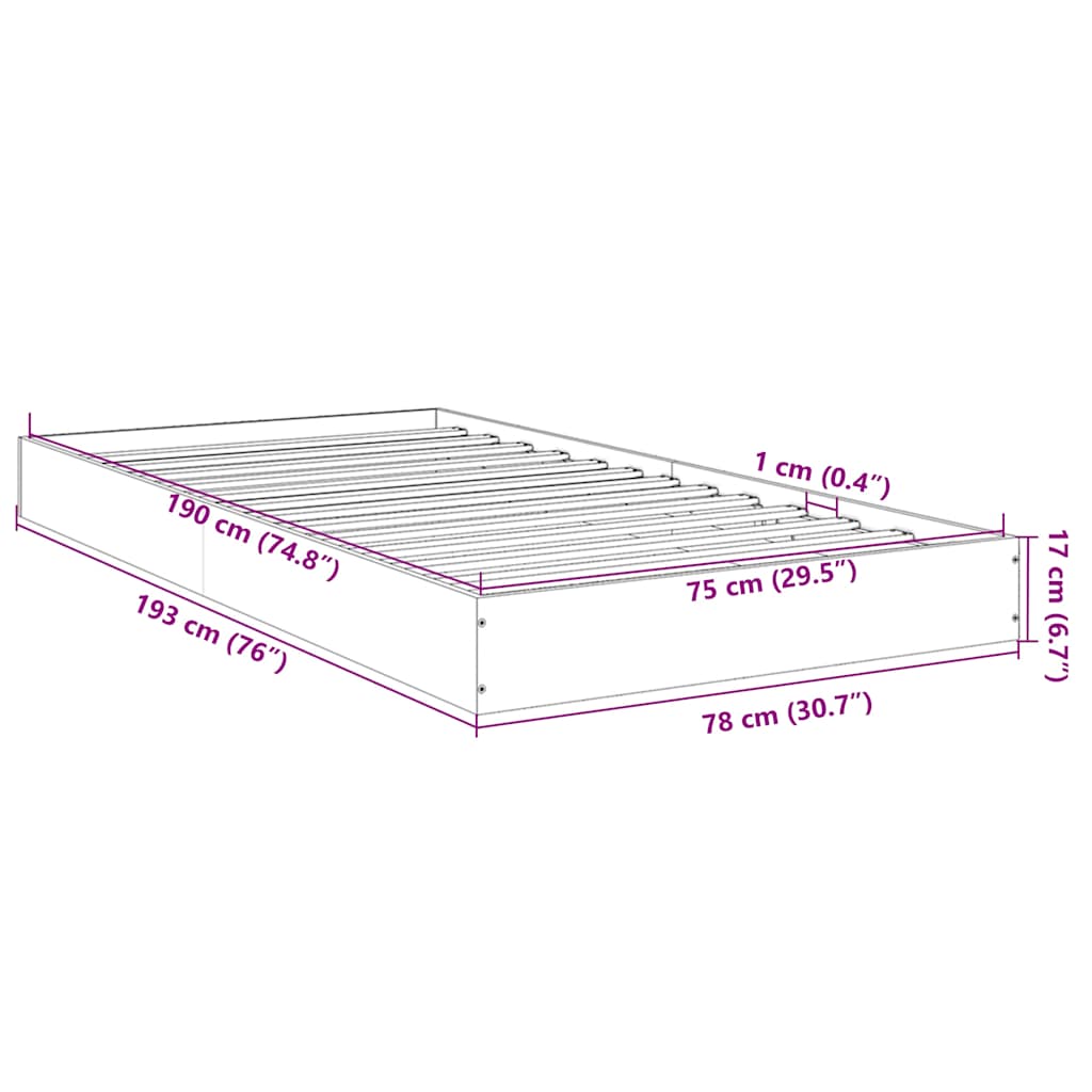 Giroletto senza Materasso Rovere Sonoma 75x190 cm in Truciolato | homemem39