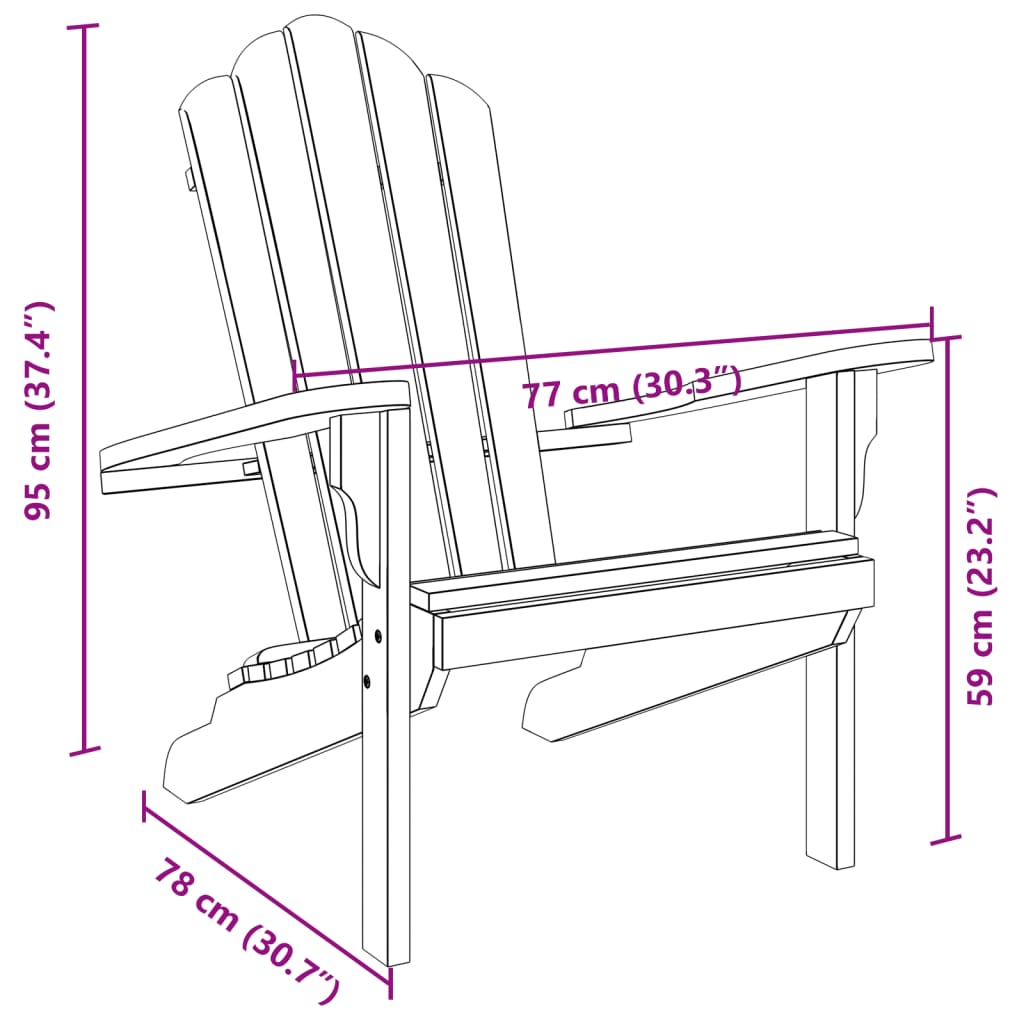 Sedia Adirondack da Giardino 77x78x95 cm Legno Massello di Teak