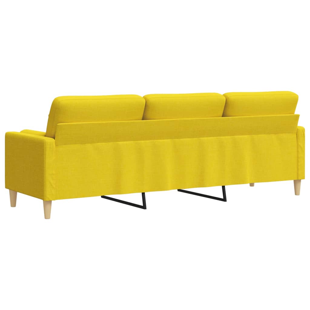 Divano a 3 Posti con Cuscini Giallo Chiaro 210 cm in Tessuto - homemem39