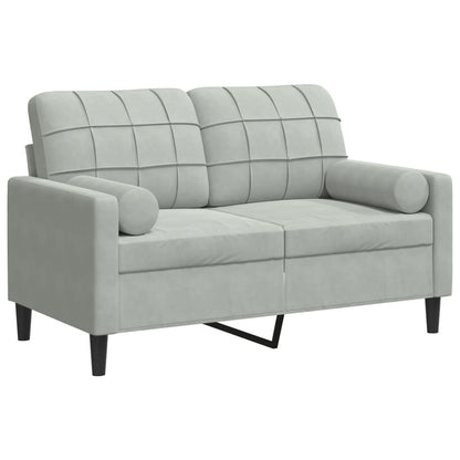 Divano a 2 Posti con Cuscini Grigio Chiaro 120 cm in Velluto