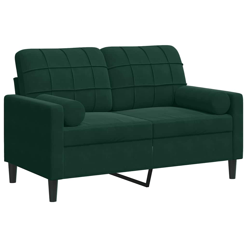 Divano a 2 Posti con Cuscini Verde Scuro 120 cm in Velluto | homemem39