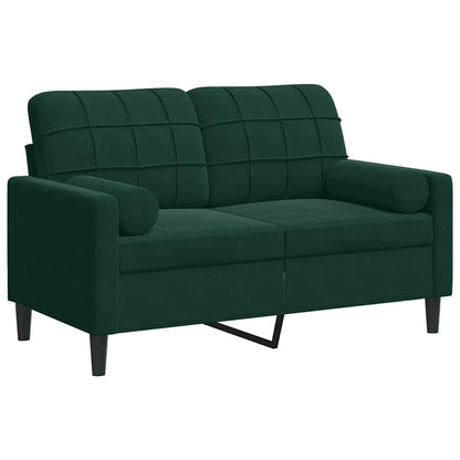Divano a 2 Posti con Cuscini Verde Scuro 120 cm in Velluto | homemem39