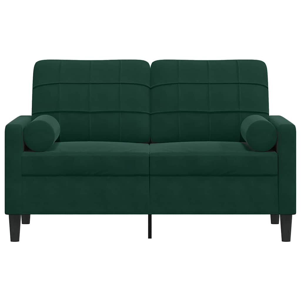 Divano a 2 Posti con Cuscini Verde Scuro 120 cm in Velluto | homemem39