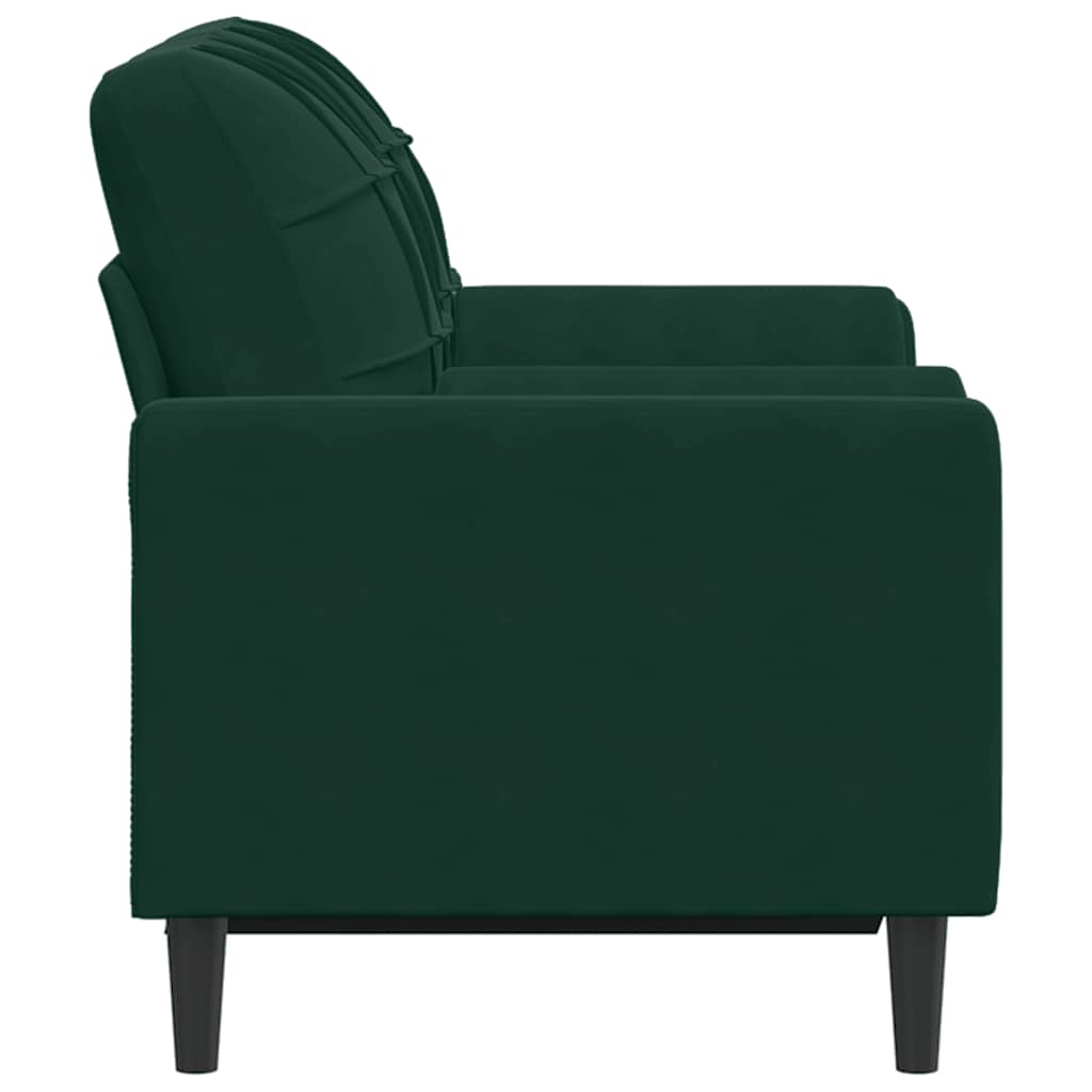 Divano a 2 Posti con Cuscini Verde Scuro 120 cm in Velluto
