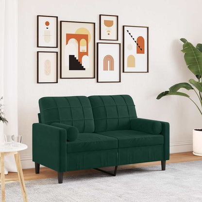 Divano a 2 Posti con Cuscini Verde Scuro 120 cm in Velluto | homemem39